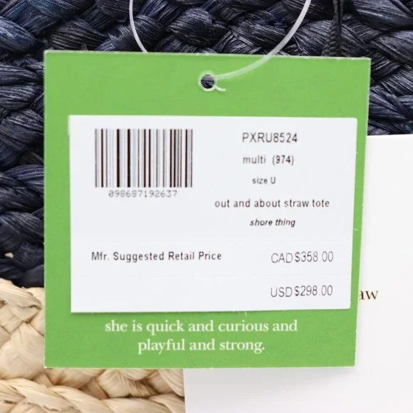 NWT Kate Spade Shore Thing Out And About Woven Straw Tote Beach Picnic Bag - Picture 7 of 7